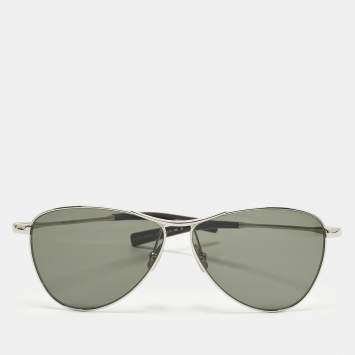 Pre Owned Saint Laurent Black/Silver Tone SL 831 Vesper Aviator Sunglasses