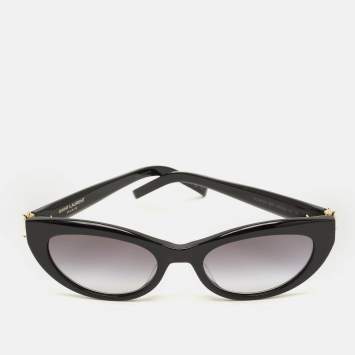 مملوكة مسبقًا Saint Laurent Black SL M115 Logo Cat Eye Sunglasses