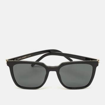 مملوكة مسبقًا Saint Laurent Black SL M146 Monogram Square Sunglasses