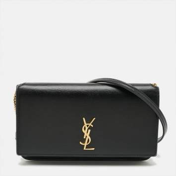 مملوكة مسبقًا Saint Laurent Cassandre Black Leather Phone Holder w/Strap