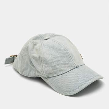 Pre Owned Saint Laurent Paris Blue Logo Detail Denim Baseball Cap M
