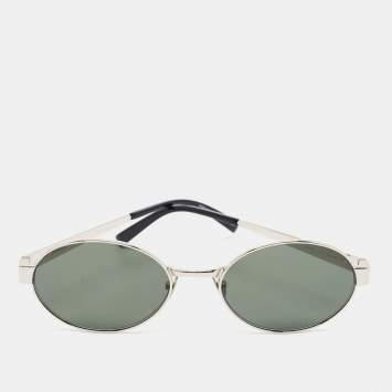 مملوكة مسبقًا Saint Laurent Black/Silver Tone SL 567 Oval Sunglasses 