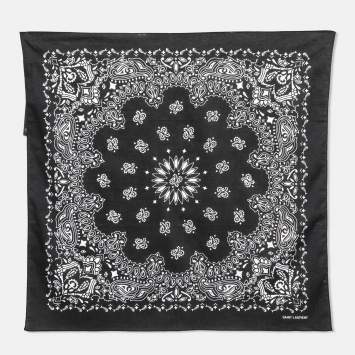 Pre Owned Saint Laurent Black Paisley Print Cotton Bandana 