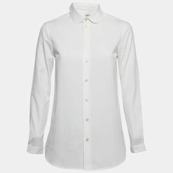 Pre Owned Saint Laurent White Pinstripe Cotton Shirt S