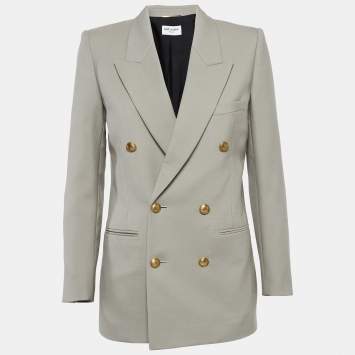 Pre Owned Saint Laurent Paris Beige Wool Double Breasted Blazer S