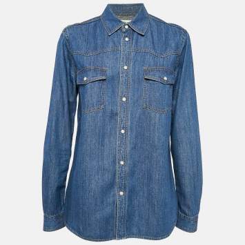 Saint Laurent Paris Blue Denim Full Sleeve Shirt L