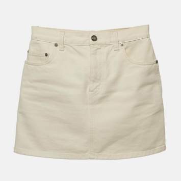 Saint Laurent Paris Cream Denim Mini Skirt S