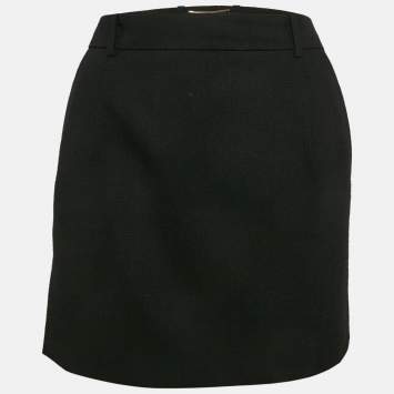 Saint Laurent Black Wool Mini Skirt M