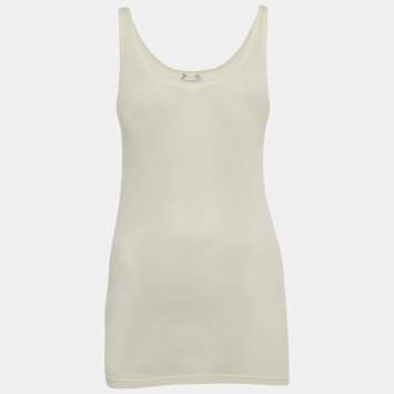 Saint Laurent Cream Rib Knit Tank Top XS