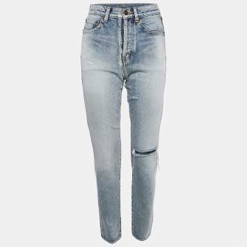 Pre Owned Saint Laurent Paris Blue Denim Pipped Jeans Waist 24"