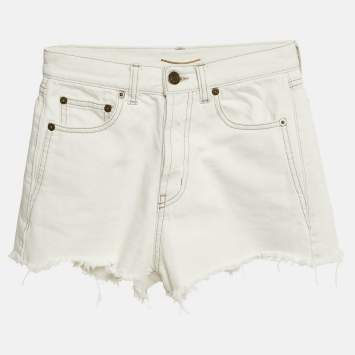 Saint Laurent Light Grey Raw Edge Shorts XS Waist 24"
