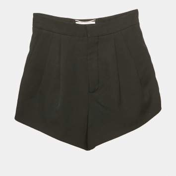 Saint Laurent Black Wool Pleated Shorts S