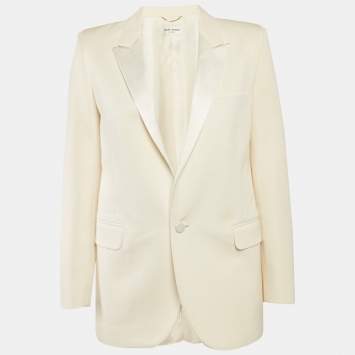 Saint Laurent Cream Wool Single-Breasted Blazer S