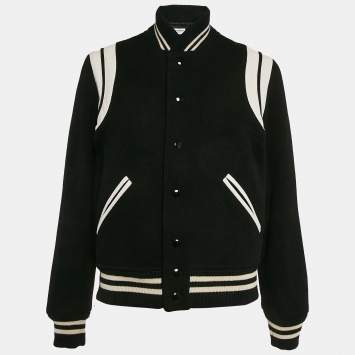 Saint Laurent Paris Black Wool Varsity Jacket M