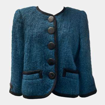 Saint Laurent Paris Black Mohair Vintage 1989 Jacket