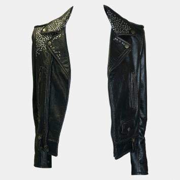 Saint Laurent Paris Black Studded Leather Biker Jacket