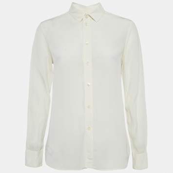 Saint Laurent Paris Off-White Silk Button Front Blouse M