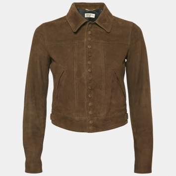 Saint Laurent Brown Nubuck Suede Button Front Jacket S