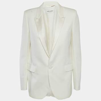 Saint Laurent Off-White Wool Single Breasted Blazer M