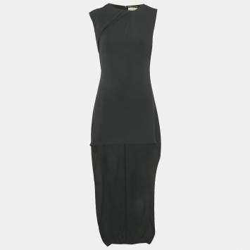 Saint Laurent Black Crepe Sleeveless High-Low Dress S