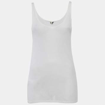 Saint Laurent Paris Cream Rib Knit Tank Top M