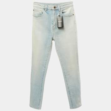 Saint Laurent Light Blue Faded Denim Skinny Jeans M Waist 27"