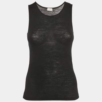 Saint Laurent Black Rib Knit Tank Top XS
