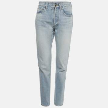 Pre Owned بنطلون جينز سان لوران باريس أزرق باهت ضيق مقاس متوسط - الخصر 28"