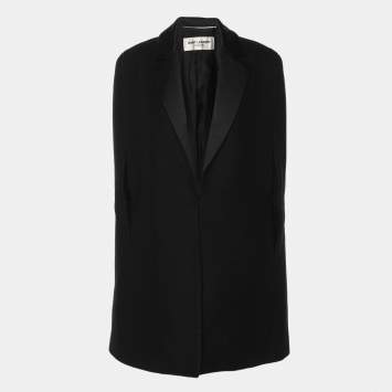 Pre Owned Saint Laurent Black Wool Tuxedo Cape S
