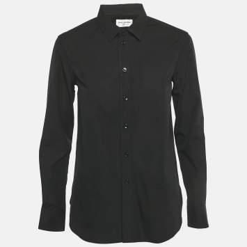 Pre Owned Saint Laurent Black Cotton Full Sleeve Shirt M 