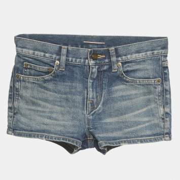 مملوكة مسبقًا شورت سان لوران باريس دينيم أزرق مقاس صغير - سمول