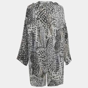 مملوكة مسبقًا Saint Laurent Black/ White Printed Silk Mini Dress M