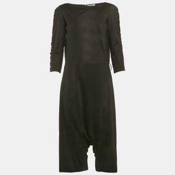 مملوكة مسبقًا جمبسوت سان لوران باريس جيرسي أسود بكشكش مقاس صغير