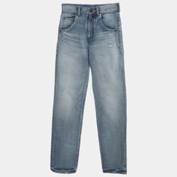 مملوكة مسبقًا Saint Laurent Blue Denim Straight Fit Jeans S/Waist 25"