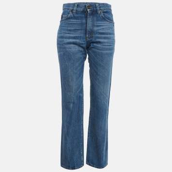 Pre Owned Saint Laurent Paris Blue Denim Straight Fit Jeans S/Waist 28"