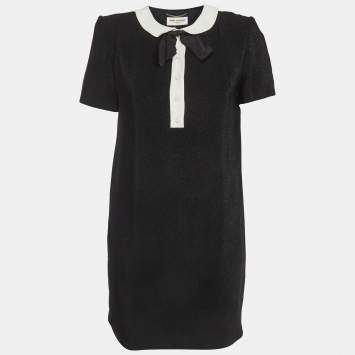 Pre Owned Saint Laurent Black Lurex Mini Dress M