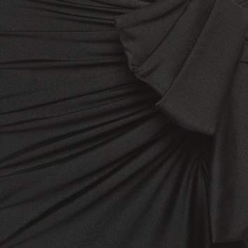 Pre Owned فستان ماكسي كتف واحدة بقصة تفاصيل أسود جيرسي سان لوران باريس مقاس صغير