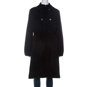 Pre Owned Yves Saint Laurent Edition 24 Black Mohair Blend Drawstring Waist Coat L