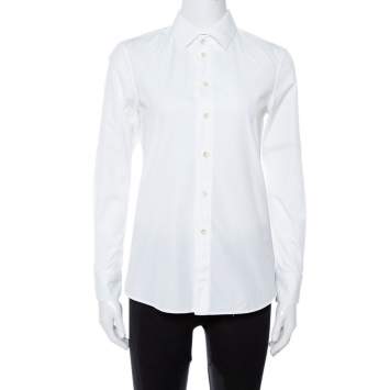 Pre Owned Saint Laurent Paris White Cotton Long Sleeve Shirt S