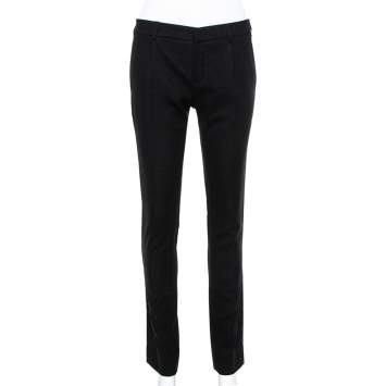 Pre Owned Saint Laurent Paris Black Wool Crepe Tailored Trousers S