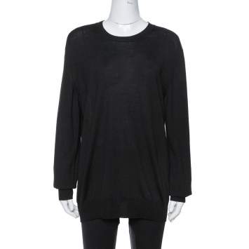 Pre Owned Saint Laurent Paris Black Wool Crew Neck Sweater XXL