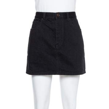 Pre Owned Saint Laurent Paris Black Denim Mini Skirt M