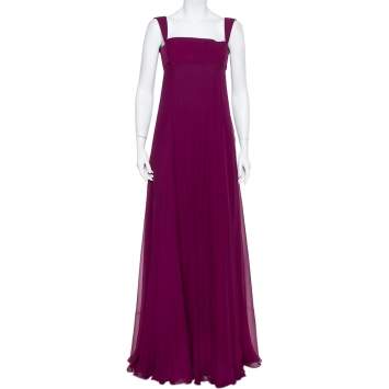 Yves Saint Laurent Edition Soir Purple Silk Chiffon Sleeveless Gown S
