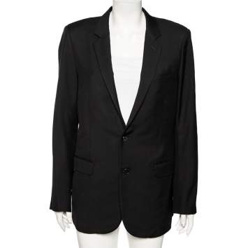Pre Owned Saint Laurent Black Wool Single Breasted Blazer XXL 