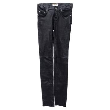 Pre Owned Saint Laurent Black Lambskin Leather Skinny Pants S