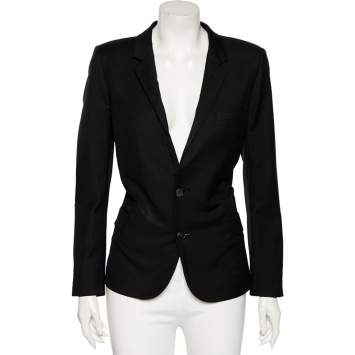 Pre Owned Saint Laurent Black Wool Button Front Blazer XL