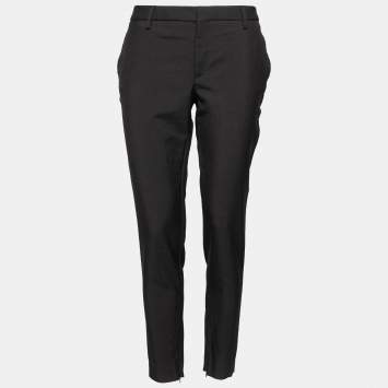 Saint Laurent Black Wool Zipped Hem Detailed Tapered Pants L