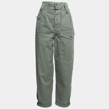 Pre Owned Saint Laurent Military Green Canvas Cargo Pants M