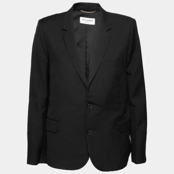Pre Owned Saint Laurent Black Wool Button Front Blazer XL