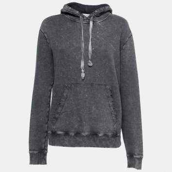 Pre Owned Saint Laurent Grey Cotton Distressed Bleached Hoodie XS